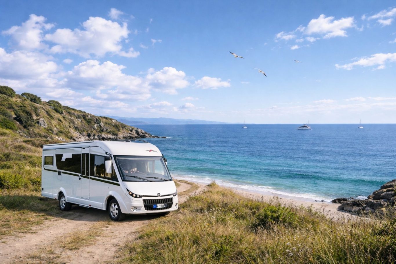Wohnmobilreise an der Küste – entspannte Campingroute Wohnmobil an einer Küste in Europa – Beispiel für eine entspannte Campingroute mit individueller Reiseplanung.